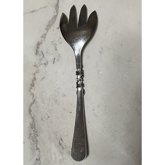 Serving‎ Fork Stainless Steel Flatware Utensil 4 Prong Scroll Wrap Metal Rustic - Picture 2 of 2